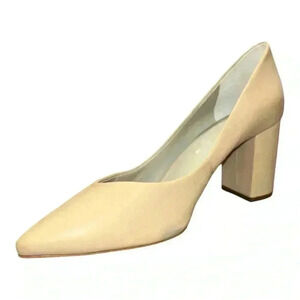 1.State Saffy Block Heel Pointy Toe Pump, Nude Leather, Womens Size 8.5 M / 39